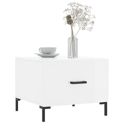Coffee Table High Gloss White 50x50x40 cm Engineered Wood