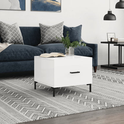 Coffee Table High Gloss White 50x50x40 cm Engineered Wood