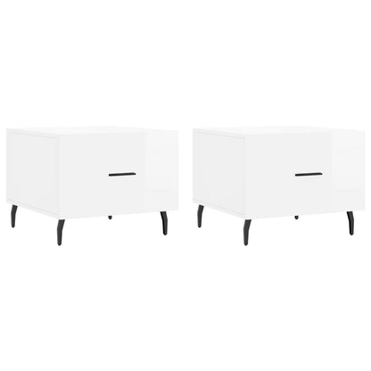 Coffee Tables 2pcs High Gloss White 50x50x40 cm Engineered Wood