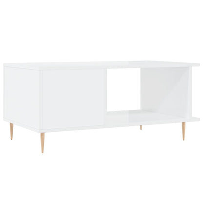 Coffee Table High Gloss White 90x50x40 cm Engineered Wood
