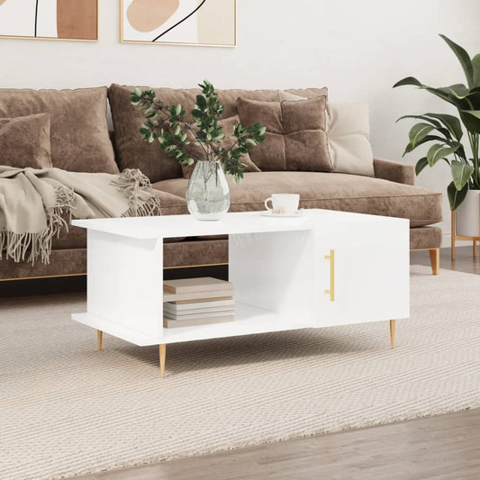 Coffee Table High Gloss White 90x50x40 cm Engineered Wood