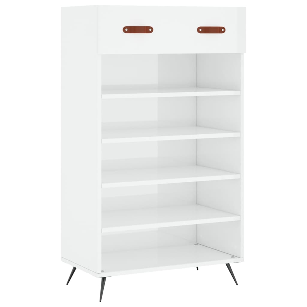 Shoe Cabinet High Gloss White 60x35x105 cm Engineered Wood