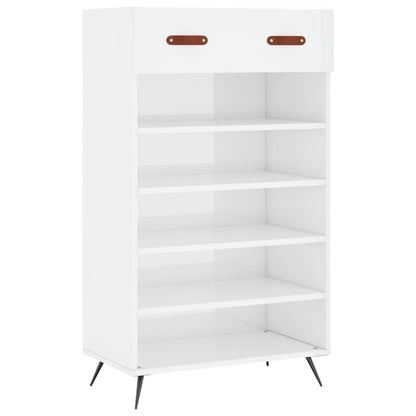 Shoe Cabinet High Gloss White 60x35x105 cm Engineered Wood