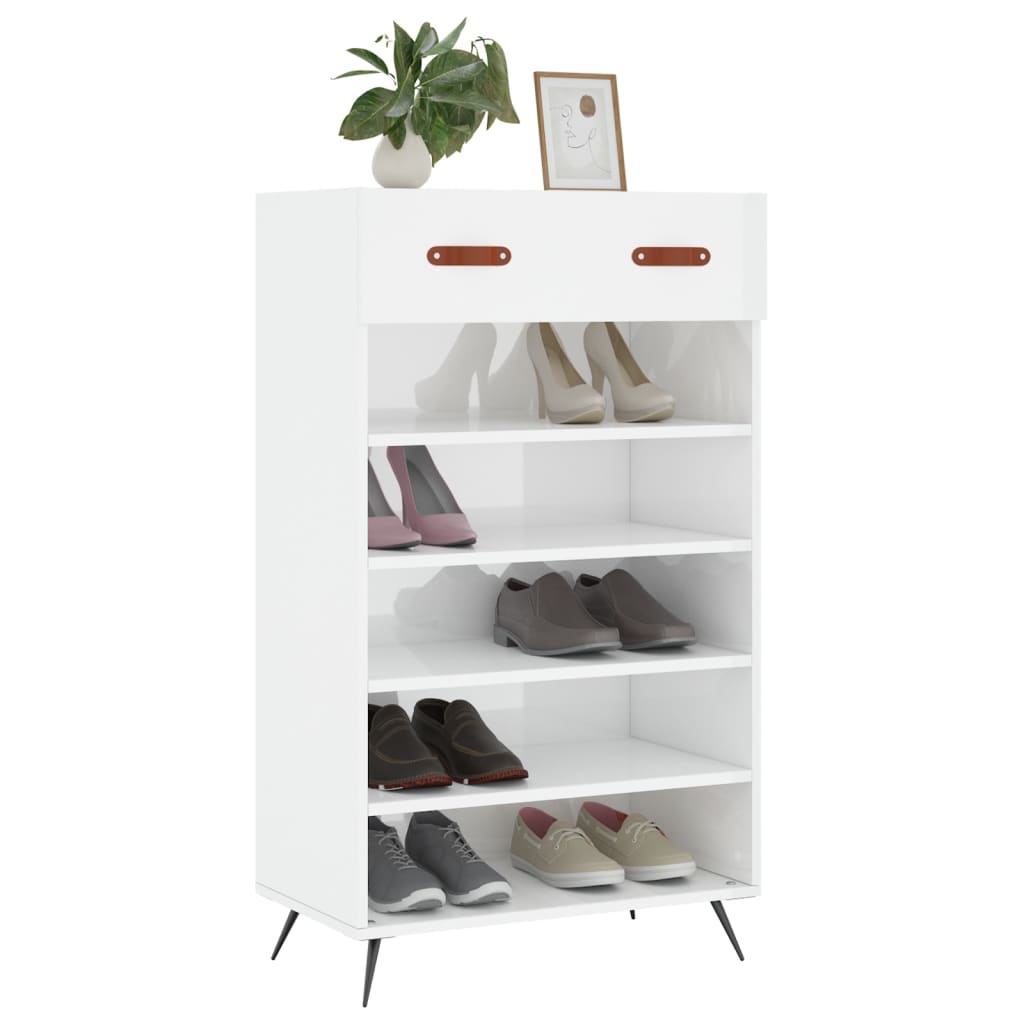Shoe Cabinet High Gloss White 60x35x105 cm Engineered Wood