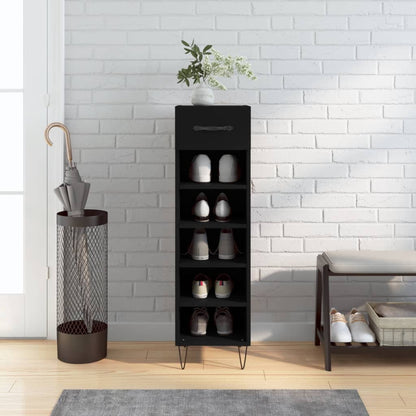 Shoe Cabinet Black 30x35x105 cm Engineered Wood