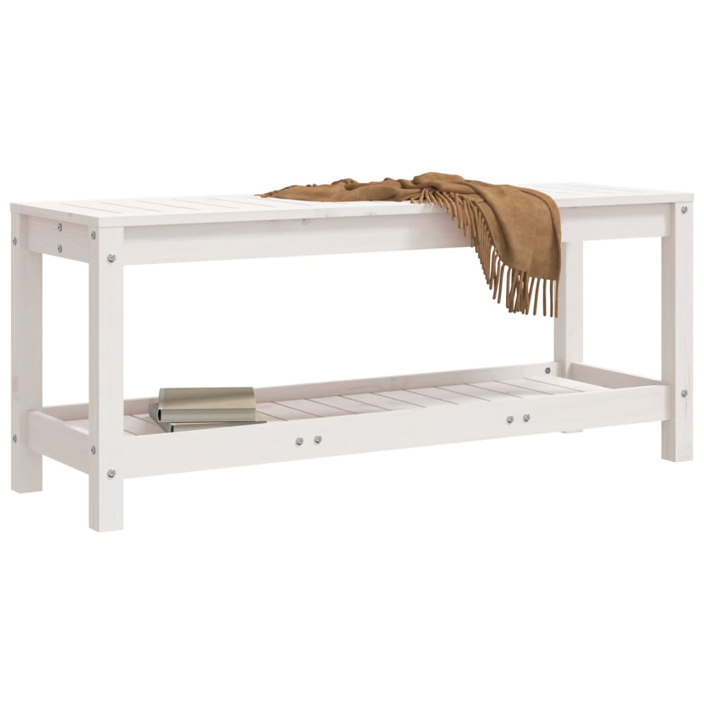 Garden Bench White 108x35x45 cm Solid Wood Pine