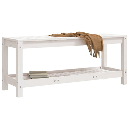 Garden Bench White 108x35x45 cm Solid Wood Pine