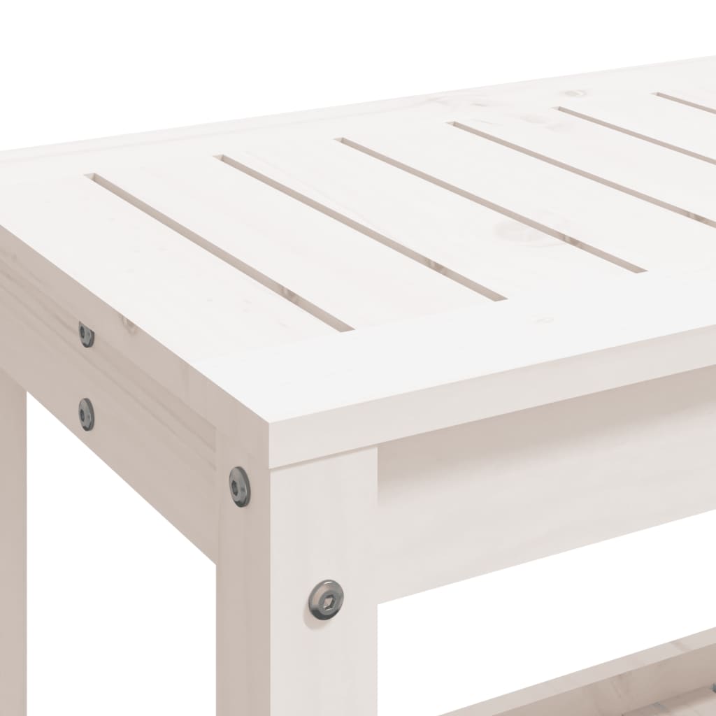 Garden Bench White 108x35x45 cm Solid Wood Pine