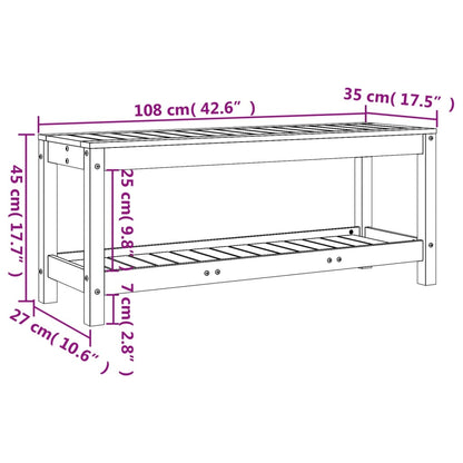 Garden Bench White 108x35x45 cm Solid Wood Pine