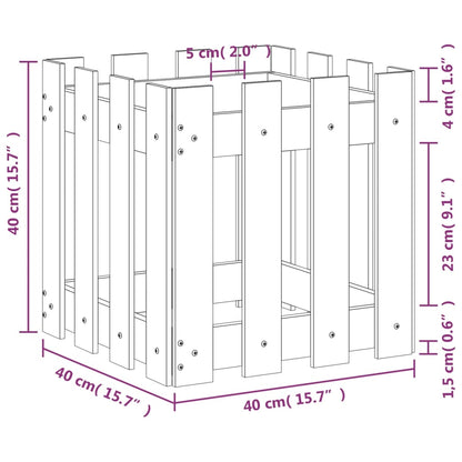 Garden Planter with Fence Design 40x40x40 cm Solid Wood Douglas