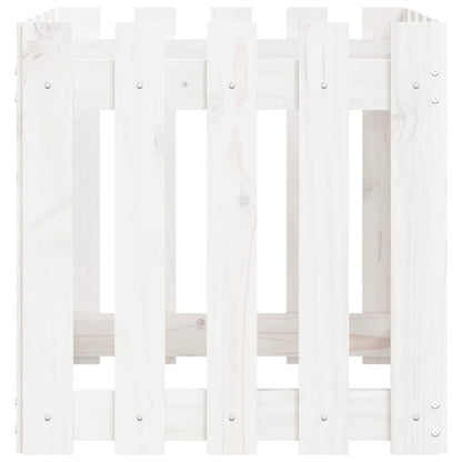 Garden Planter with Fence Design White 50x50x50 cm Solid Wood Pine