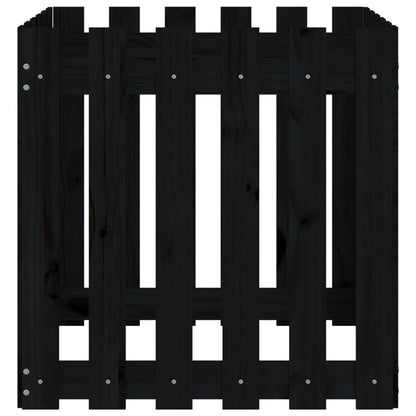 Garden Planter with Fence Design Black 60x60x60 cm Solid Wood Pine
