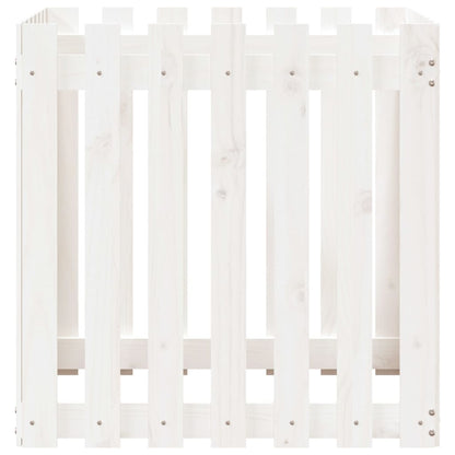 Garden Planter with Fence Design White 70x70x70 cm Solid Wood Pine