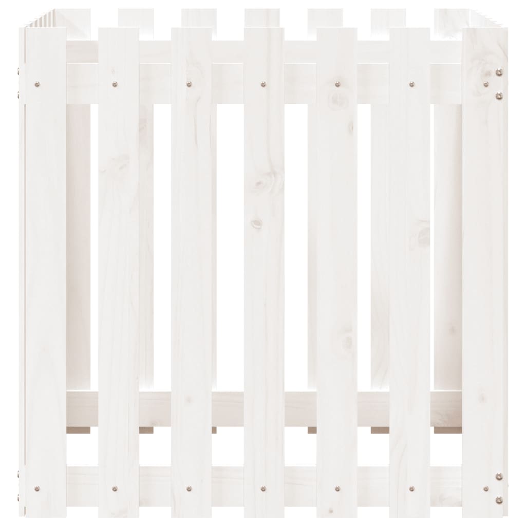 Garden Planter with Fence Design White 70x70x70 cm Solid Wood Pine