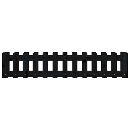 Garden Raised Bed with Fence Design Black 150x30x30 cm Solid Wood Pine