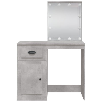 Dressing Table with LED Lights Concrete Grey 90x42x132.5 cm