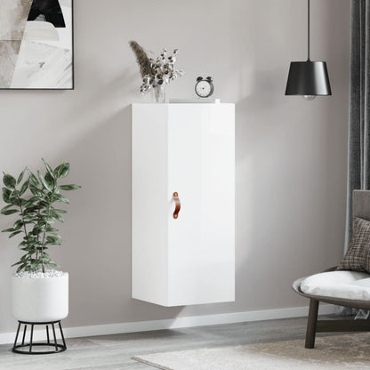 Wall Mounted Cabinet High Gloss White 34.5x34x90 cm