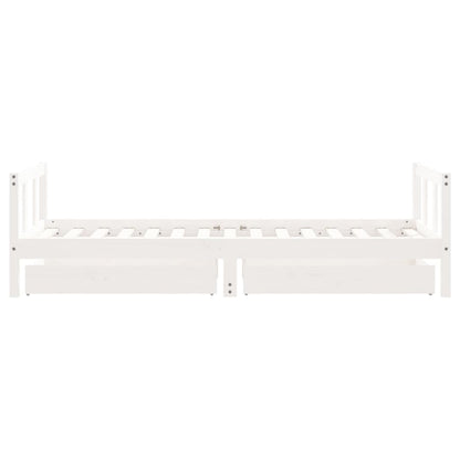 Kids Bed Frame with Drawers White 90x190 cm Solid Wood Pine