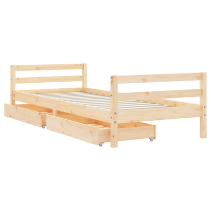 Kids Bed Frame with Drawers 80x200 cm Solid Wood Pine