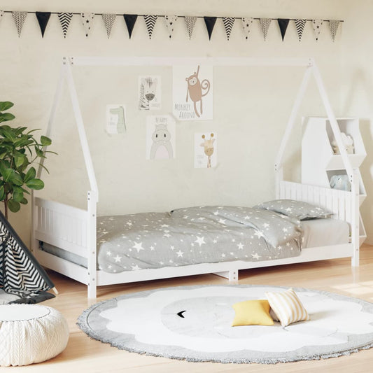 Kids Bed Frame White 90x190 cm Solid Wood Pine