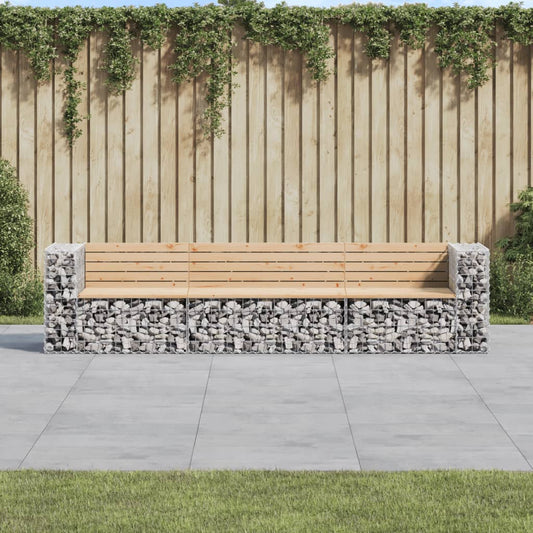 Garden Bench Gabion Design 287x71x65.5 cm Solid Wood Pine