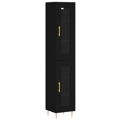 Highboard Black 34.5x34x180 cm Engineered Wood