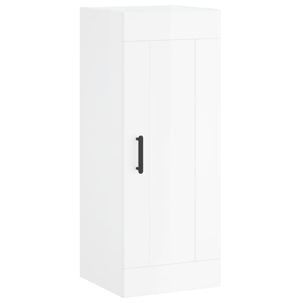 Highboard High Gloss White 34.5x34x180 cm Engineered Wood