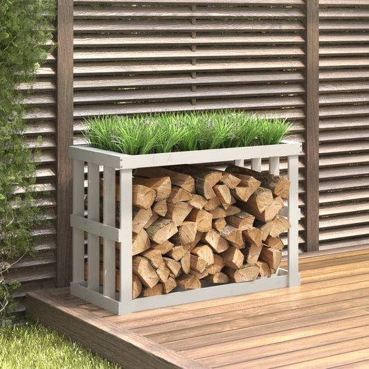 Outdoor Log Holder White 108x52x74 cm Solid Wood Pine