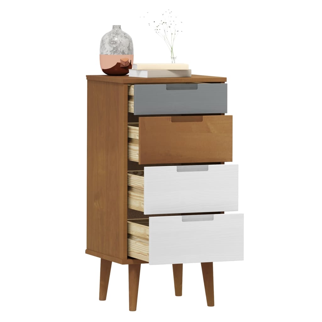 Drawer Cabinet MOLDE Brown 40x35x82 cm Solid Wood Pine