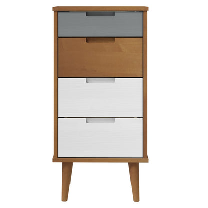 Drawer Cabinet MOLDE Brown 40x35x82 cm Solid Wood Pine