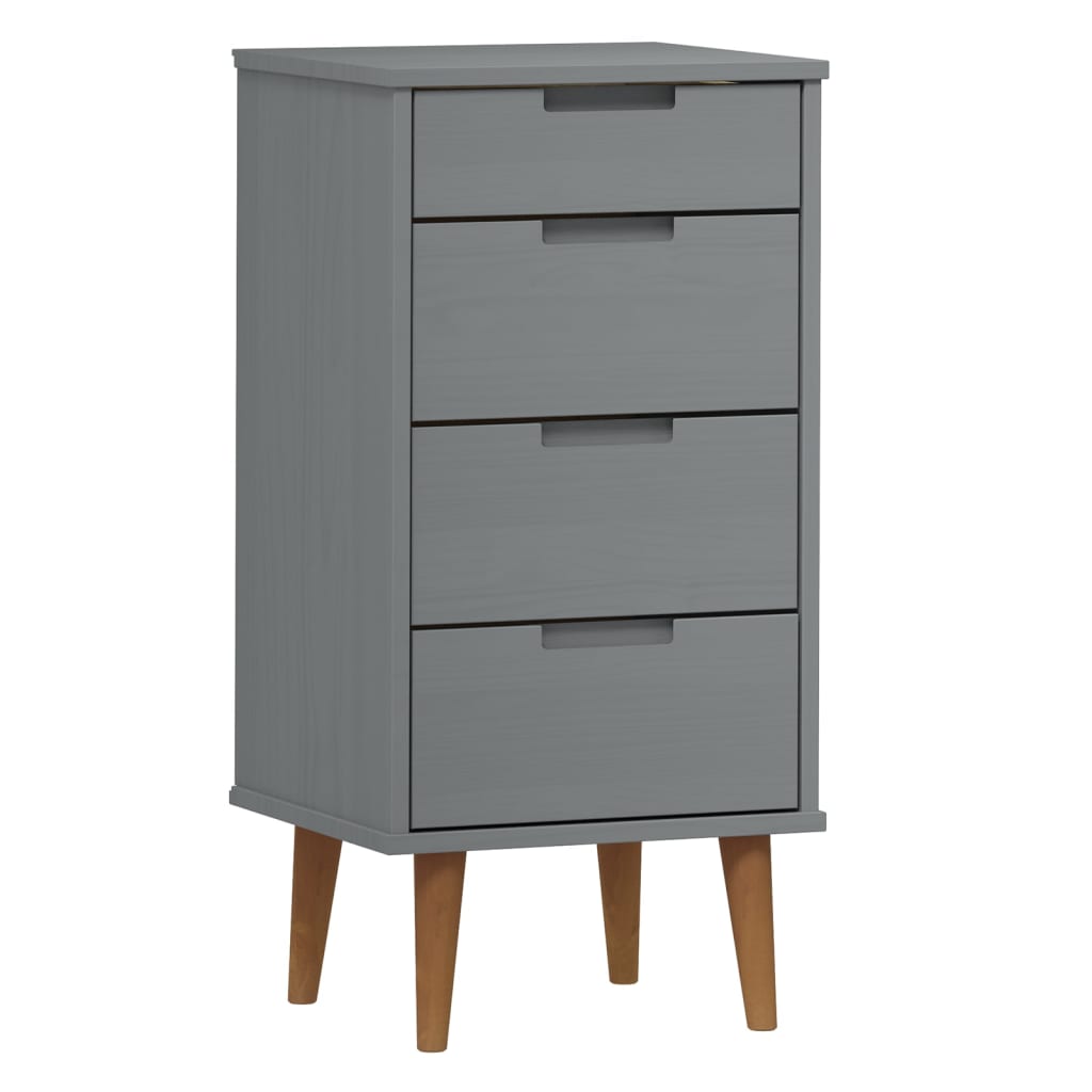 Drawer Cabinet MOLDE Grey 40x35x82 cm Solid Wood Pine