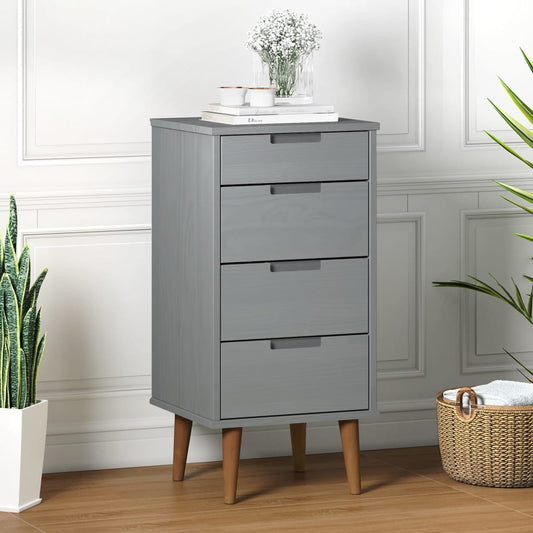 Drawer Cabinet MOLDE Grey 40x35x82 cm Solid Wood Pine