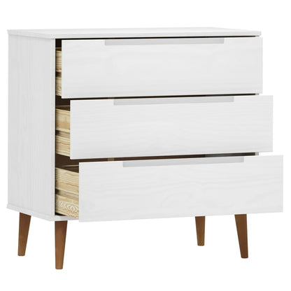 Drawer Cabinet MOLDE White 80x40x80 cm Solid Wood Pine