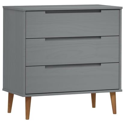 Drawer Cabinet MOLDE Grey 80x40x80 cm Solid Wood Pine