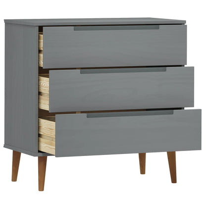 Drawer Cabinet MOLDE Grey 80x40x80 cm Solid Wood Pine