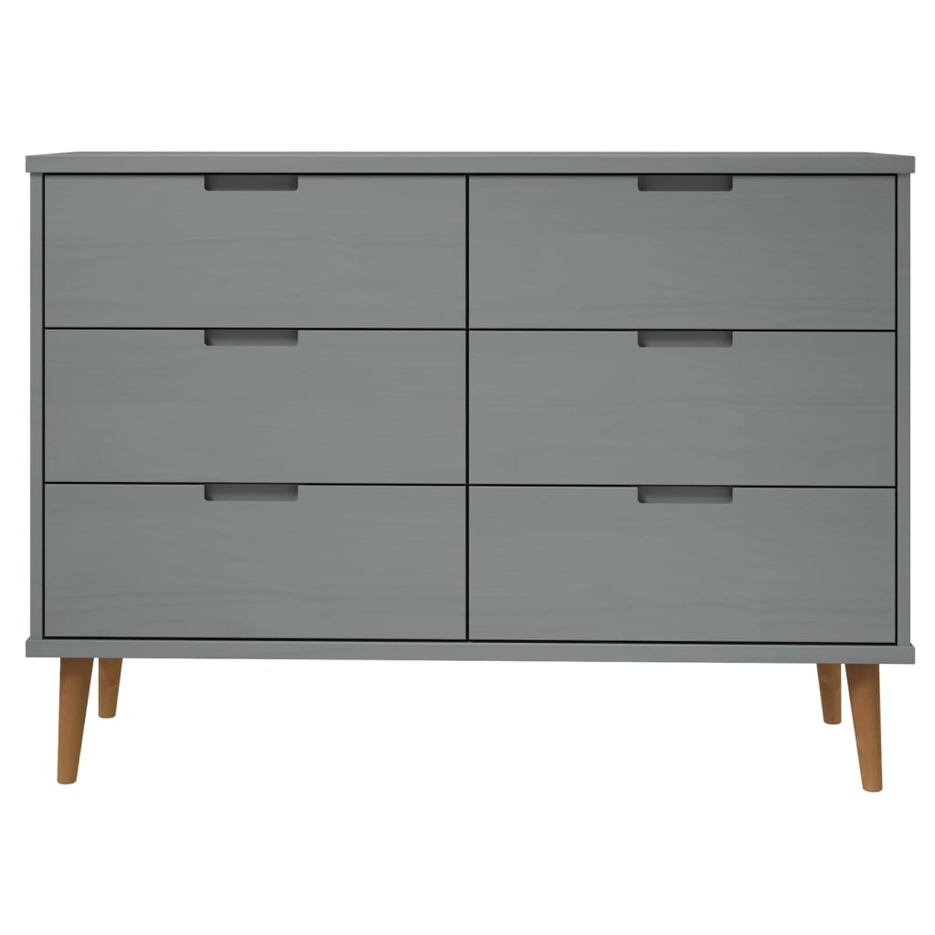 Drawer Cabinet MOLDE Grey 113x40x80 cm Solid Wood Pine