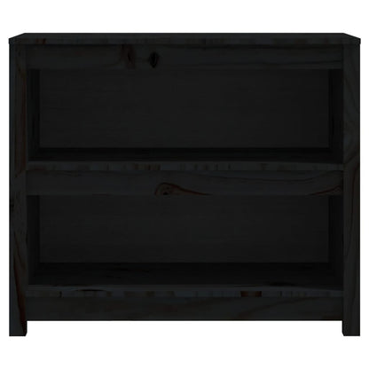 Book Cabinet Black 80x35x68 cm Solid Wood Pine