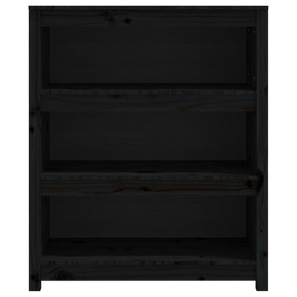 Book Cabinet Black 80x35x97 cm Solid Wood Pine