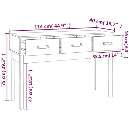 Console Table Honey Brown 114x40x75 cm Solid Wood Pine