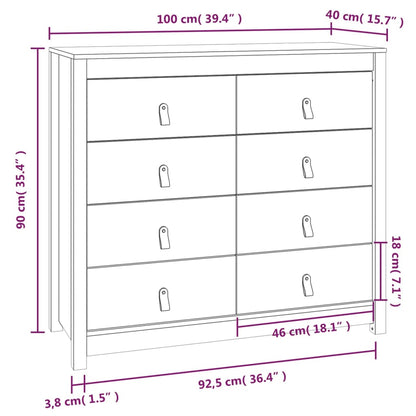 Side Cabinet Honey Brown 100x40x90 cm Solid Wood Pine