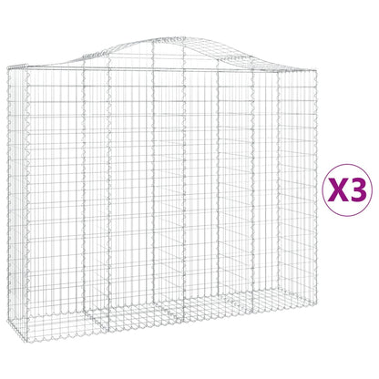 Arched Gabion Baskets 3 pcs 200x50x160/180 cm Galvanised Iron