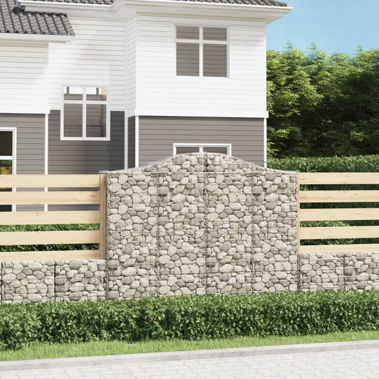 Arched Gabion Baskets 3 pcs 200x50x160/180 cm Galvanised Iron