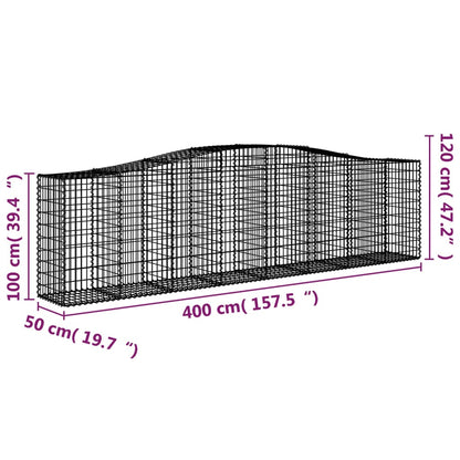 Arched Gabion Baskets 6 pcs 400x50x100/120 cm Galvanised Iron