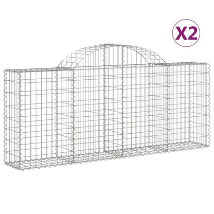 Arched Gabion Baskets 2 pcs 200x30x80/100 cm Galvanised Iron