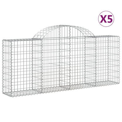 Arched Gabion Baskets 5 pcs 200x30x80/100 cm Galvanised Iron