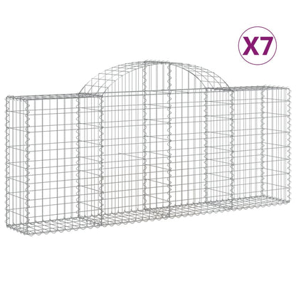 Arched Gabion Baskets 7 pcs 200x30x80/100 cm Galvanised Iron