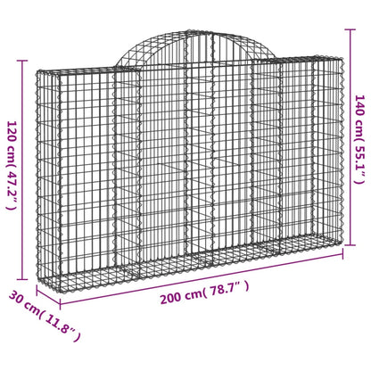 Arched Gabion Baskets 6 pcs 200x30x120/140 cm Galvanised Iron
