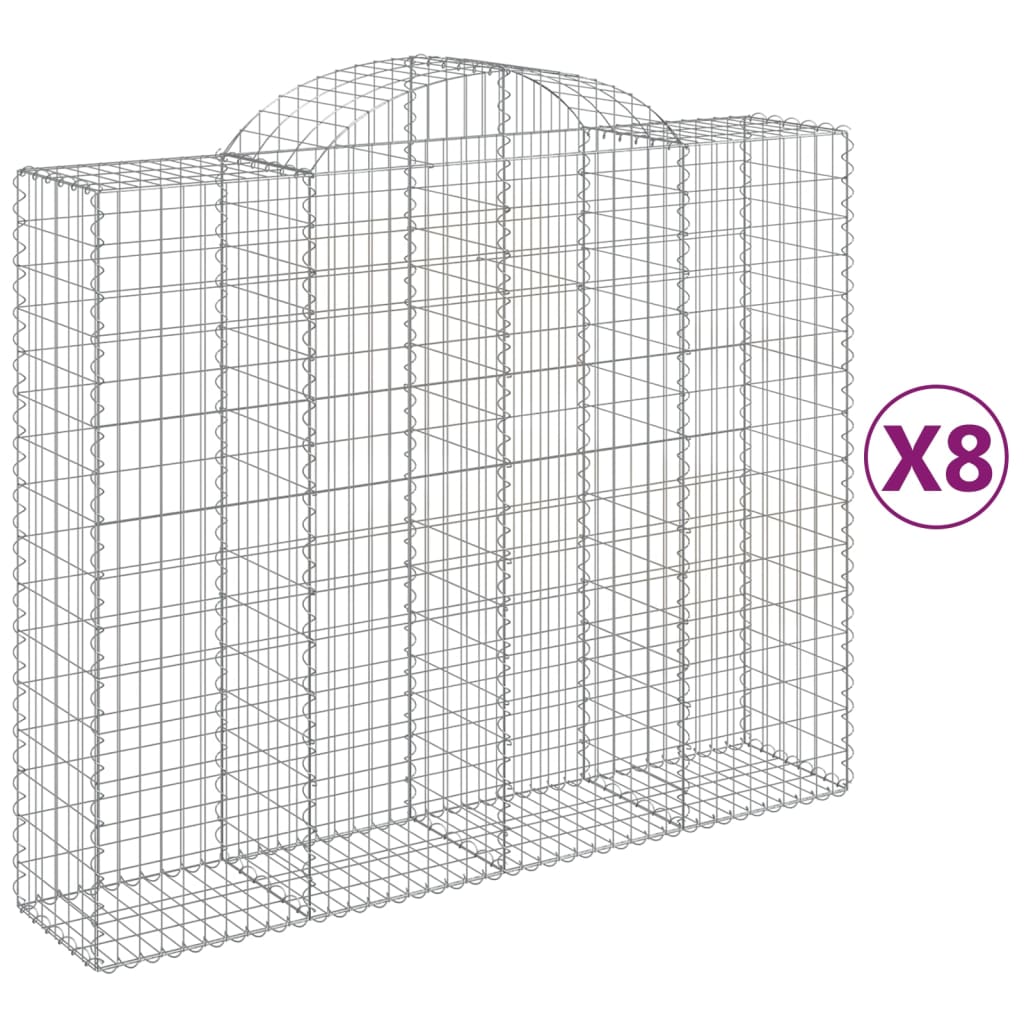 Arched Gabion Baskets 8 pcs 200x50x160/180 cm Galvanised Iron