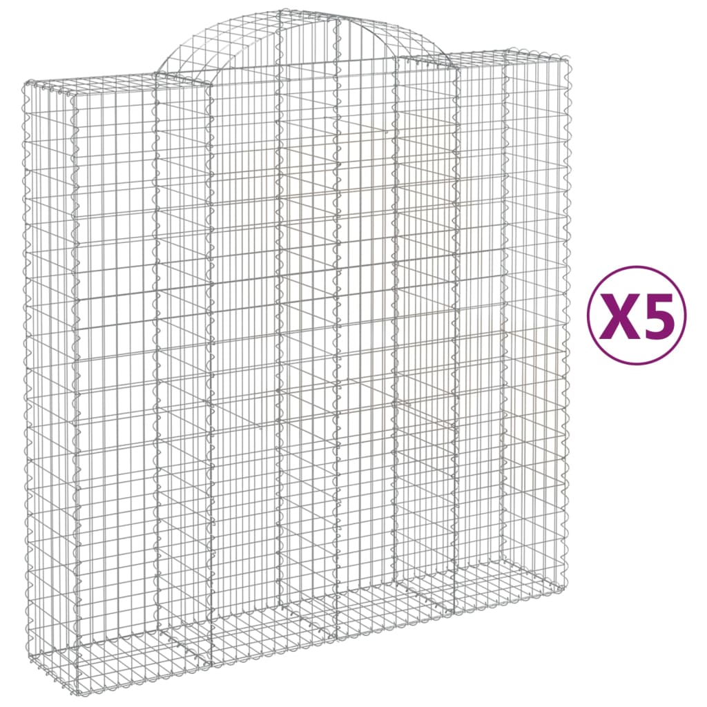 Arched Gabion Baskets 5 pcs 200x50x200/220 cm Galvanised Iron