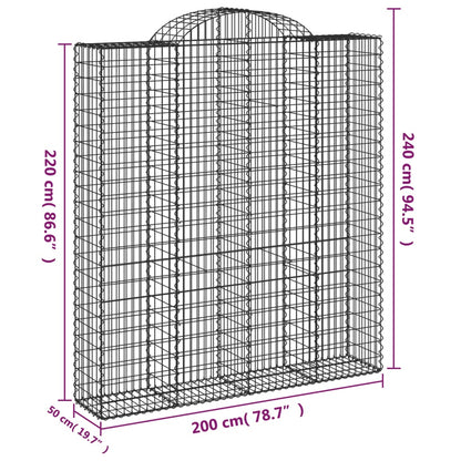 Arched Gabion Baskets 3 pcs 200x50x220/240 cm Galvanised Iron